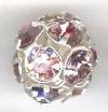 1 12mm Round Silver with Light Amethyst Rhinestones